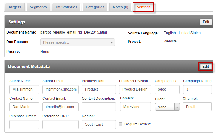Adding Due Dates, Metadata, Reference Materials – Lingotek